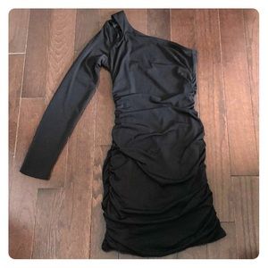 Black One Sleeve Mini Bodycon Dress